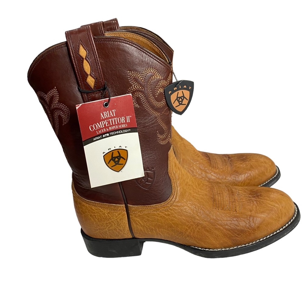 New Ariat 15678 Women Leather Western Cowgirl Boots‎ Brown Round Toe Sz 7.5 Boho